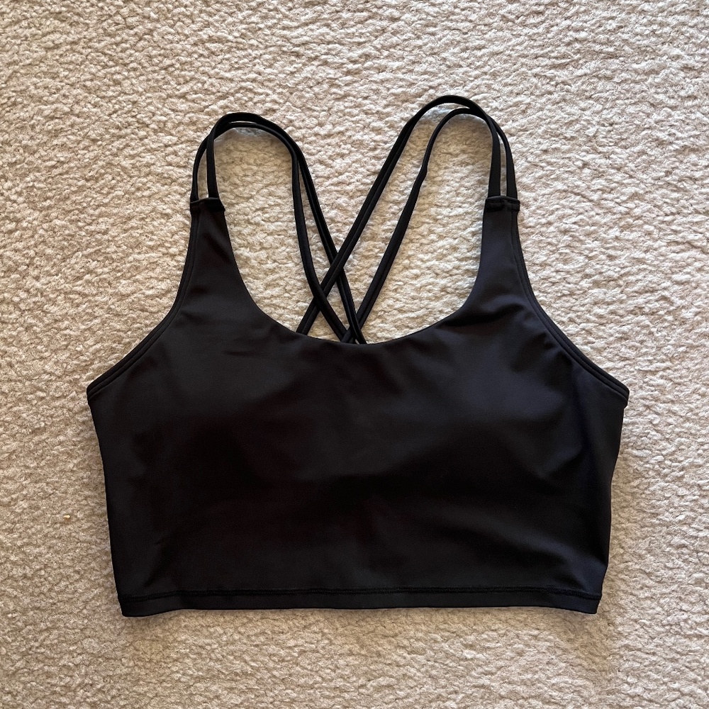 Maurices Long Line Sports Bra, Black, Strappy Back - Size M Medium